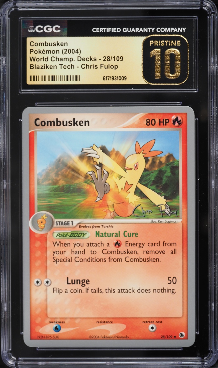 2004 Pokemon World Championships Decks Blaziken Tech Chris Fulop Combusken #28 CGC 10 PRISTINE