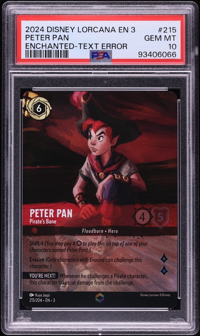 2024 Disney Lorcana Into The Inklands Enchanted Text Error Peter Pan #215 PSA 10 GEM MINT
