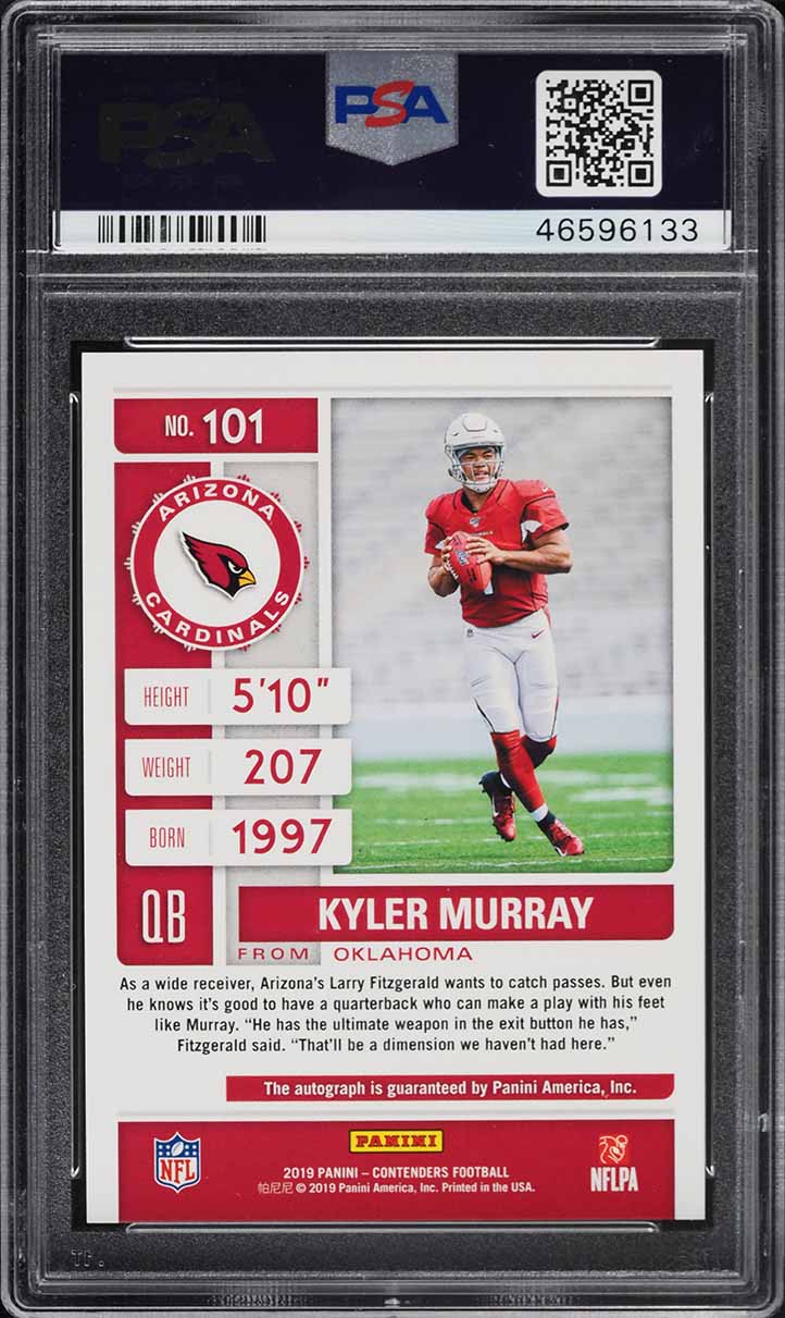 2019 Panini Contenders Red Zone Kyler Murray ROOKIE AUTO #101 PSA 10 GEM MINT