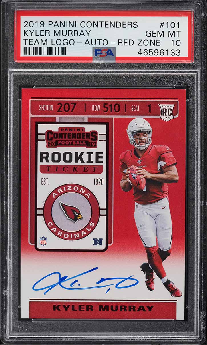 2019 Panini Contenders Red Zone Kyler Murray ROOKIE AUTO #101 PSA 10 GEM MINT