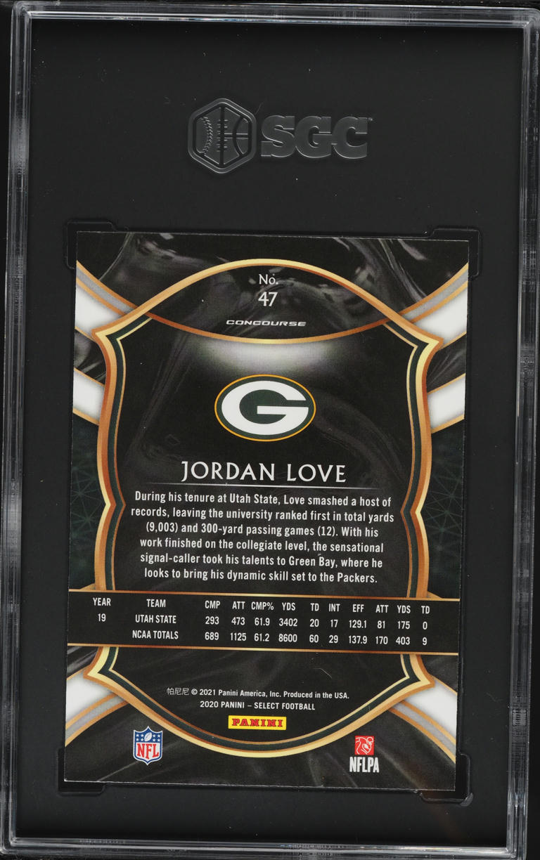 2020 Select Concourse Jordan Love ROOKIE #47 SGC 9 MINT