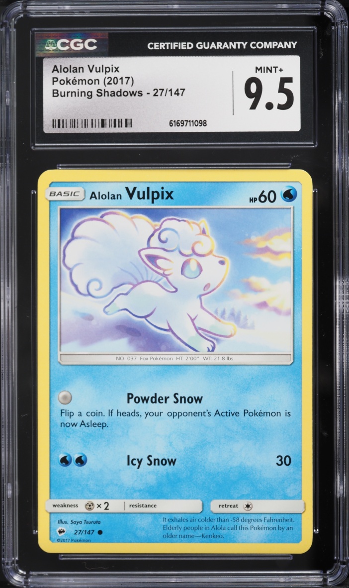2017 Pokemon XY Burning Shadows Alolan Vulpix #27 CGC 9.5 MINT+