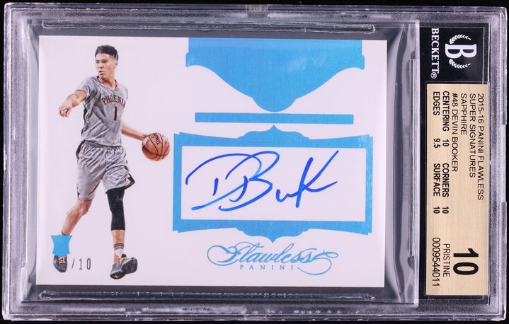 2015 Panini Flawless Super Sapphire Devin Booker ROOKIE AUTO JSY # 1/10 #SS-DB BGS 10 PRISTINE