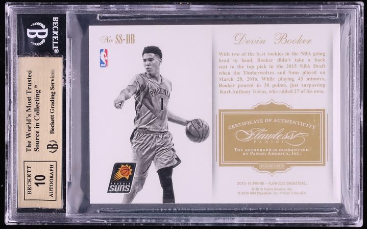 2015 Panini Flawless Super Sapphire Devin Booker ROOKIE AUTO JSY # 1/10 #SS-DB BGS 10 PRISTINE
