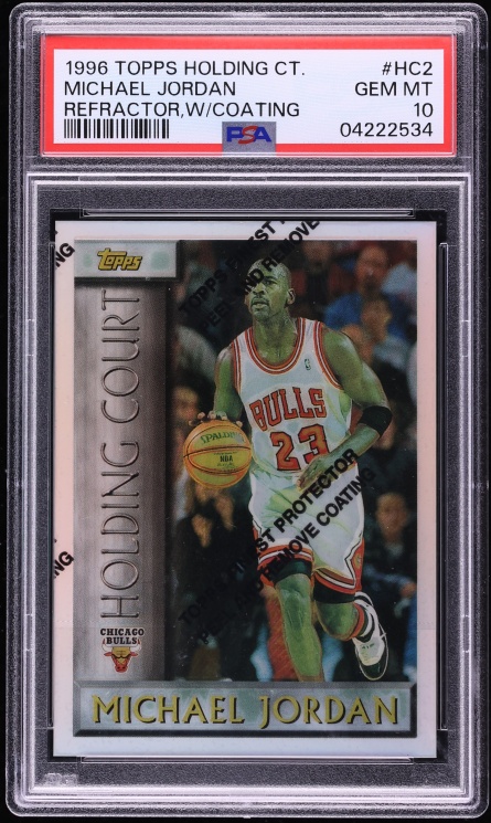 1996 Topps Holding Court Refractor w/ Coating Michael Jordan #HC2 PSA 10 GEM MINT