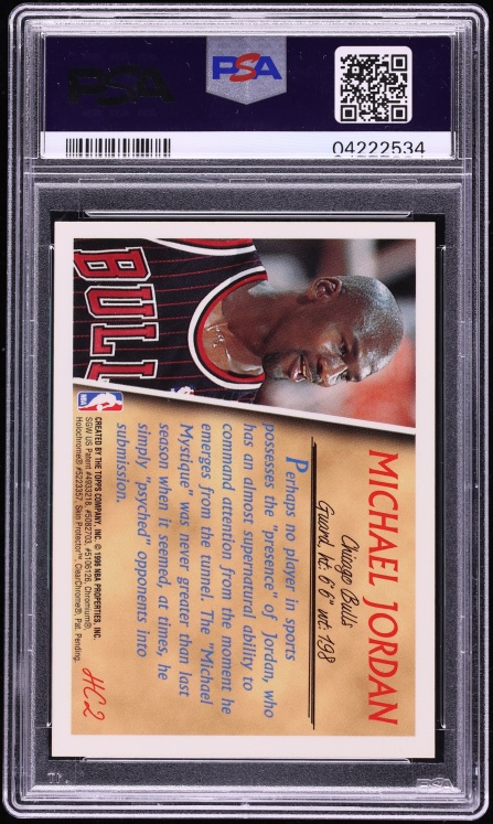 1996 Topps Holding Court Refractor w/ Coating Michael Jordan #HC2 PSA 10 GEM MINT