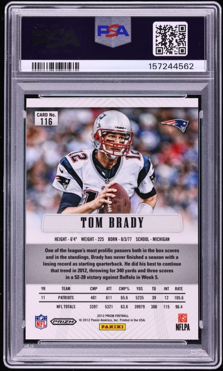 2012 Panini Prizm Silver Tom Brady #116 PSA 9 MINT