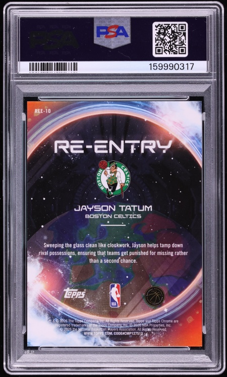 2025 Topps Chrome Cosmic Re-Entry Pink Refractor Jayson Tatum 1/1 #REE-10 PSA 9 MINT