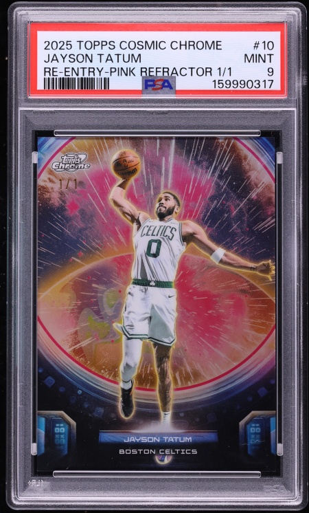 2025 Topps Chrome Cosmic Re-Entry Pink Refractor Jayson Tatum 1/1 #REE-10 PSA 9 MINT