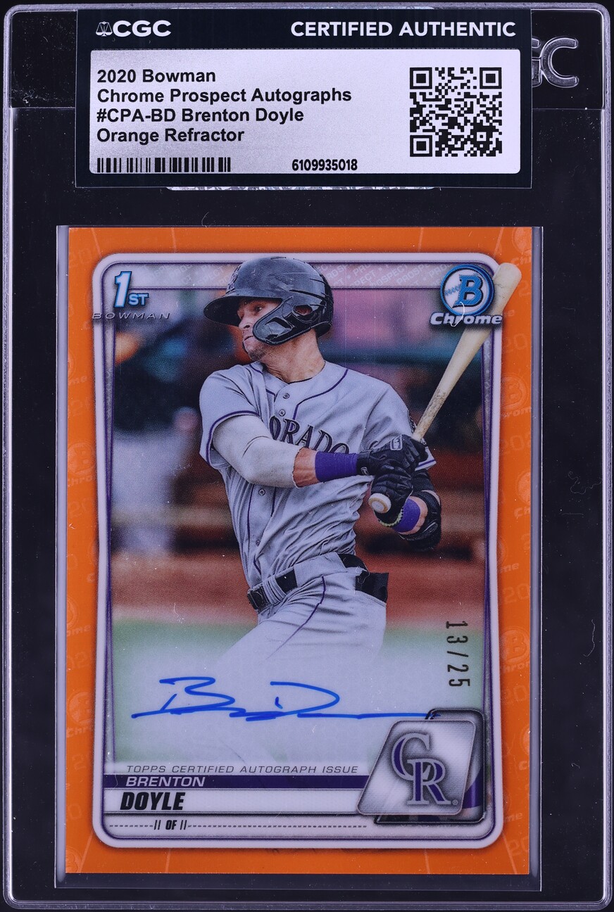 2020 Bowman Chrome Orange Refractor Brenton Doyle PROSPECT AUTO /25 #CPA-BD CGC AUTH
