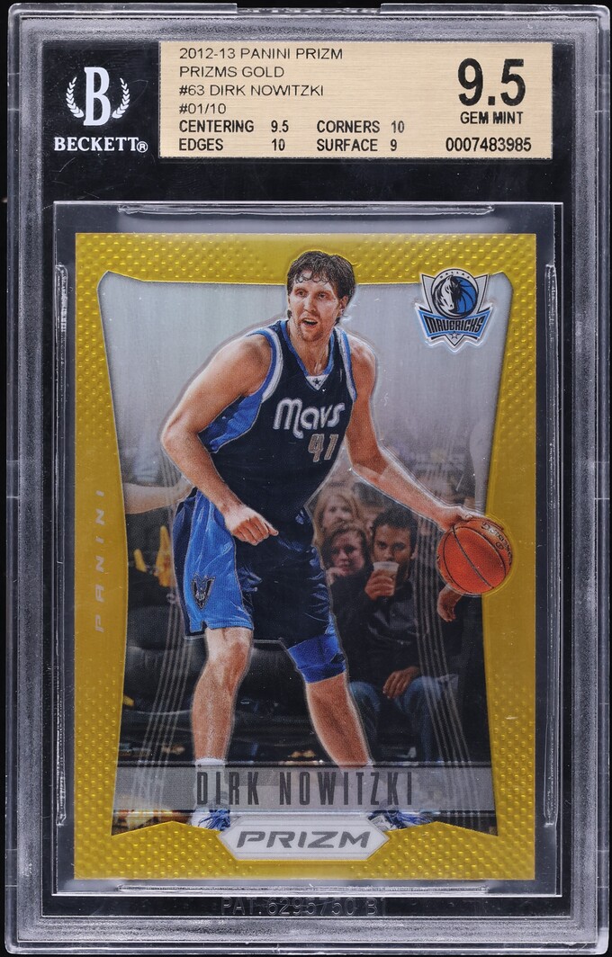 2012 Panini Prizm Gold Dirk Nowitzki 1/10 #63 BGS 9.5 GEM MINT