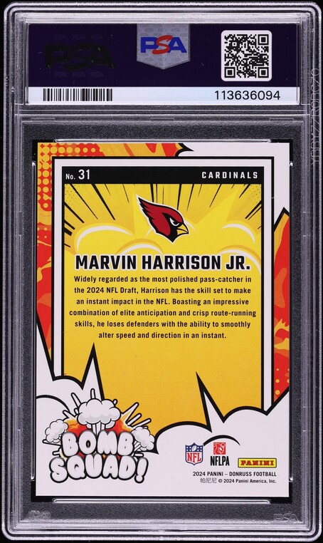 2024 Donruss Bomb Squad Marvin Harrison Jr. ROOKIE #31 PSA 10 GEM MINT