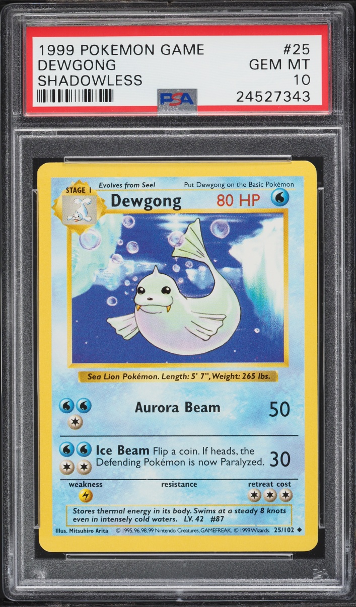 1999 Pokemon Base Set Shadowless Dewgong #25 PSA 10 GEM MINT