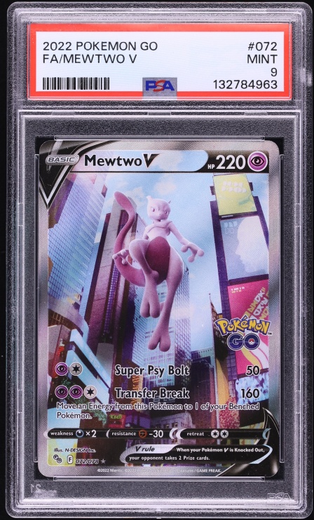 2022 Pokemon Sword & Shield Pokemon GO Alt Art Mewtwo V #72 PSA 9 MINT
