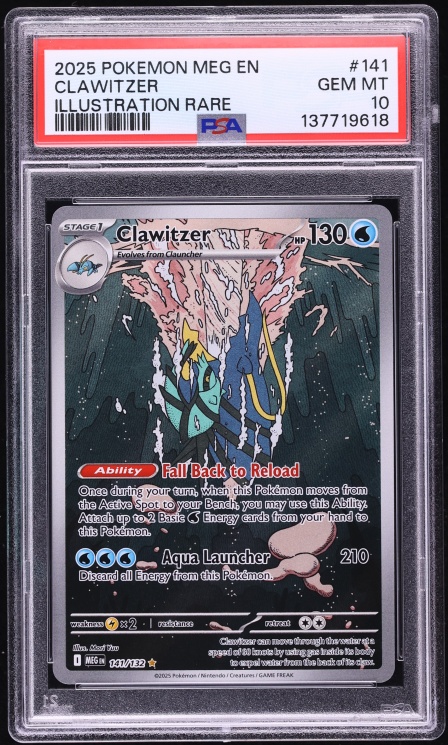 2025 Pokemon Mega Evolution IR Clawitzer #141 PSA 10 GEM MINT