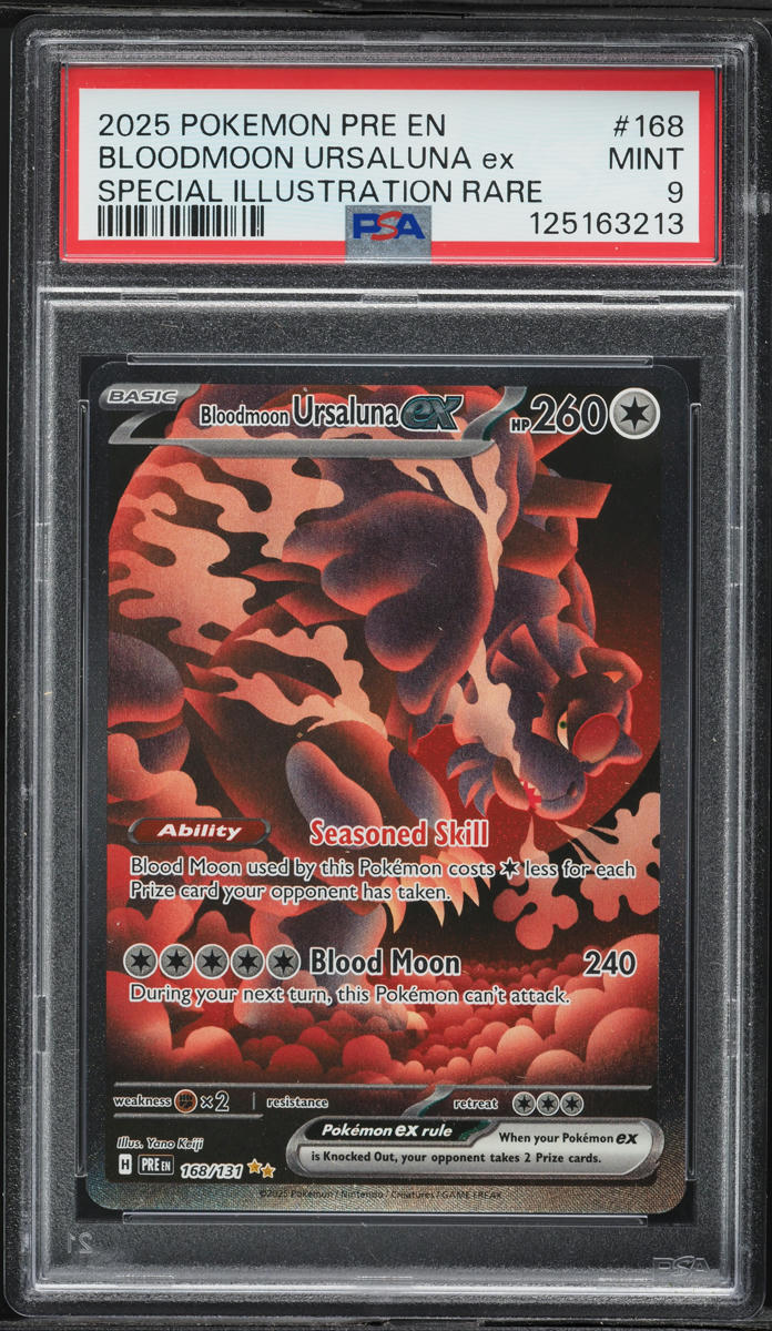 2025 Pokemon Scarlet & Violet Prismatic Evolutions SIR Bloodmoon Ursaluna ex #168 PSA 9 MINT