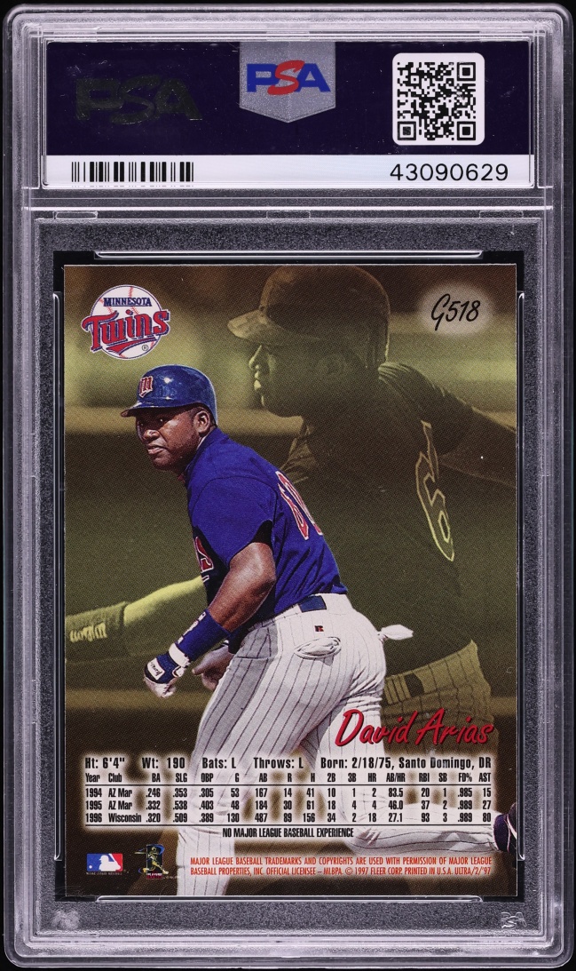 1997 Ultra Gold Medallion David Ortiz ROOKIE #G518 PSA 10 GEM MINT