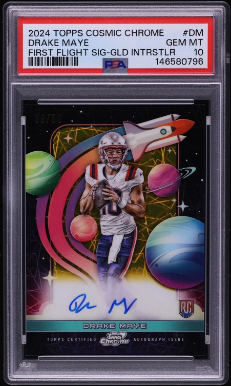 2024 Topps Chrome Cosmic First Flight Gold Interstellar Drake Maye ...