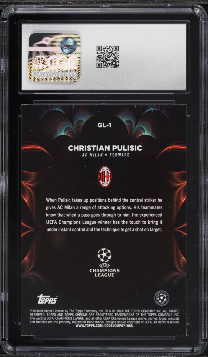 2023 Topps Chrome UEFA CC Golazo Christian Pulisic #GL-1 CGC 10 GEM MINT