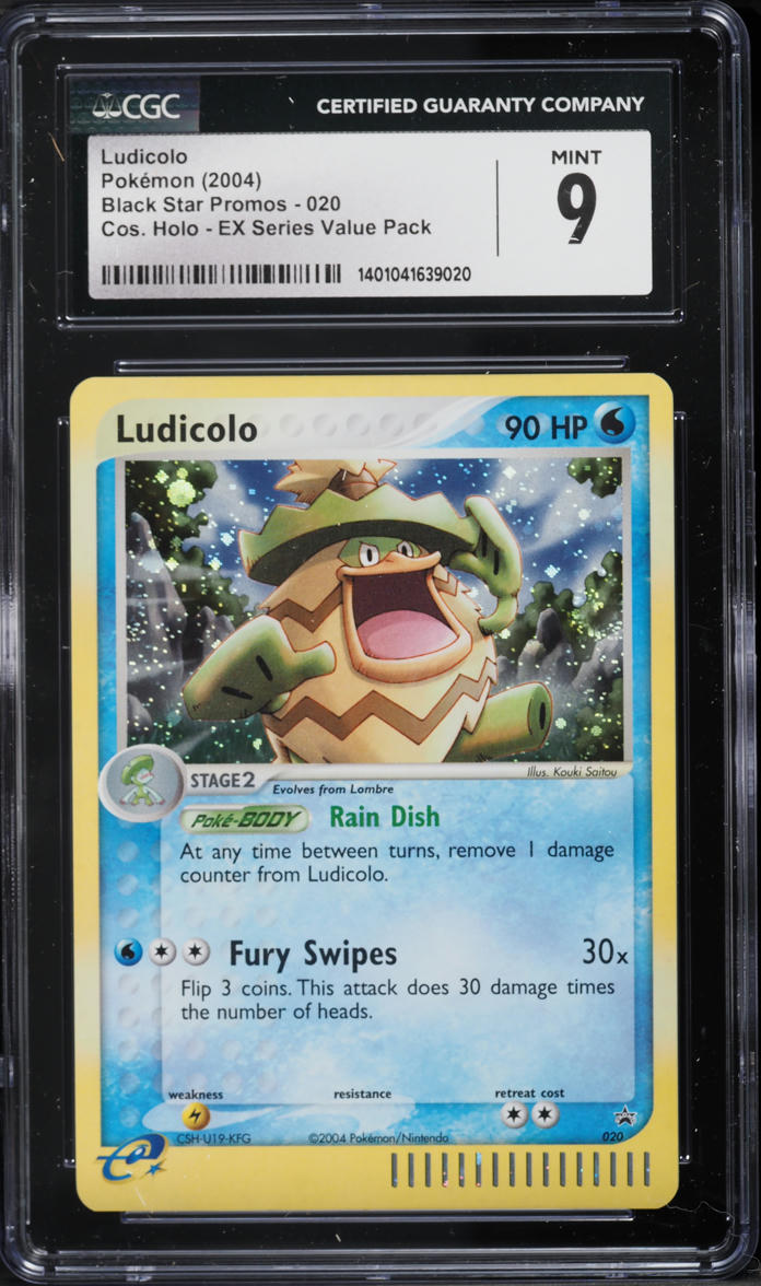 2004 Pokemon Black Star Promo Cosmos Holo Ludicolo #20 CGC 9 MINT