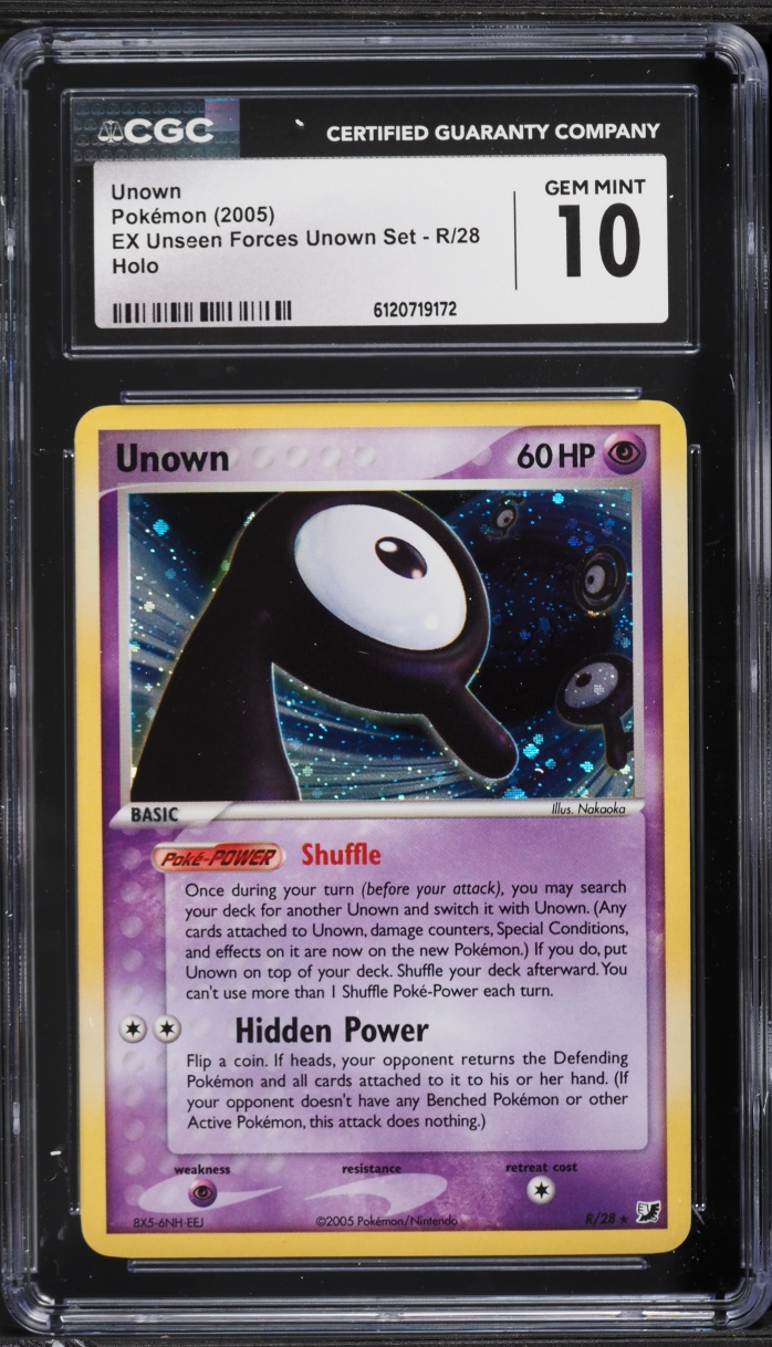 2005 Pokemon EX Unseen Forces Set Holo Unown #R CGC 10 GEM MINT