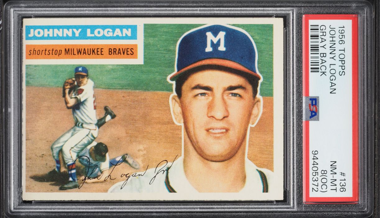 1956 Topps Johnny Logan #136 PSA 8(oc) NM-MT