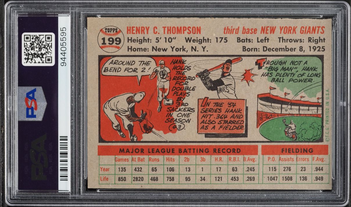 1956 Topps Hank Thompson #199 PSA 7 NRMT