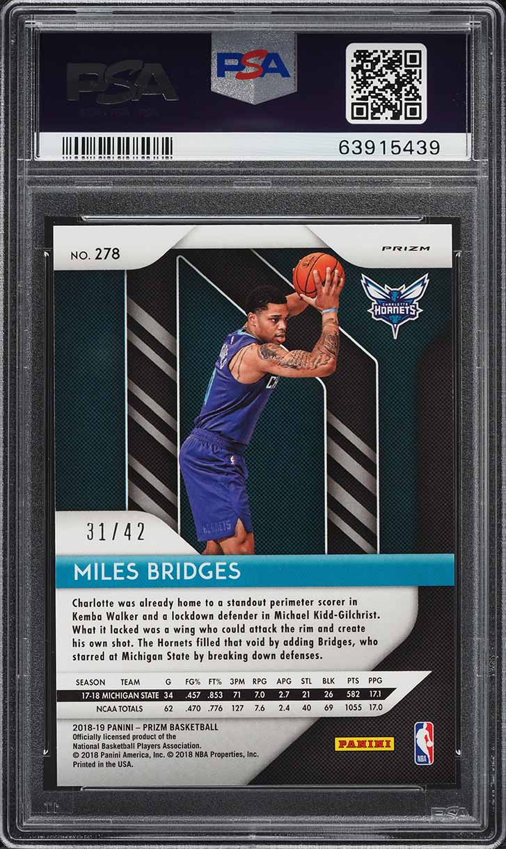 2018 Panini Prizm Pink Pulsar Miles Bridges ROOKIE /42 #278 PSA 10 GEM MINT