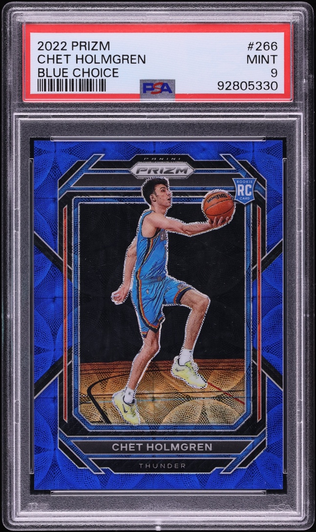 2022 Panini Prizm Blue Choice Chet Holmgren ROOKIE /49 #266 PSA 9 MINT