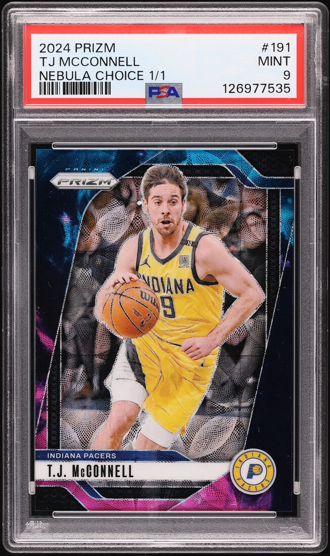 2024 Panini Prizm Nebula Choice T.J. McConnell 1/1 #191 PSA 9 MINT - Photo 1