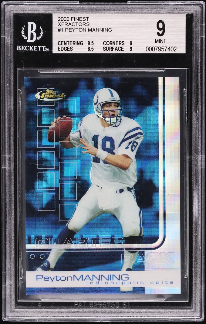 2002 Finest Xfractor Peyton Manning /20 #1 BGS 9 MINT - Photo 1