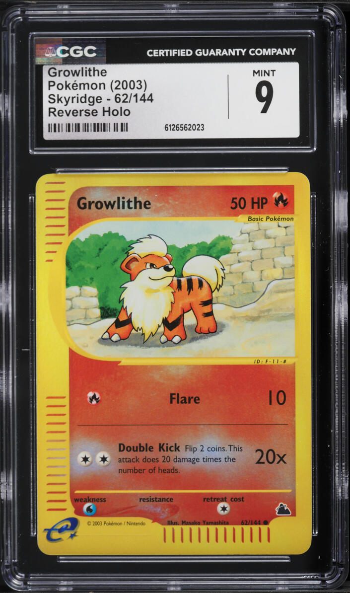 2003 Pokemon Skyridge Reverse Holo Growlithe #62 CGC 9 MINT