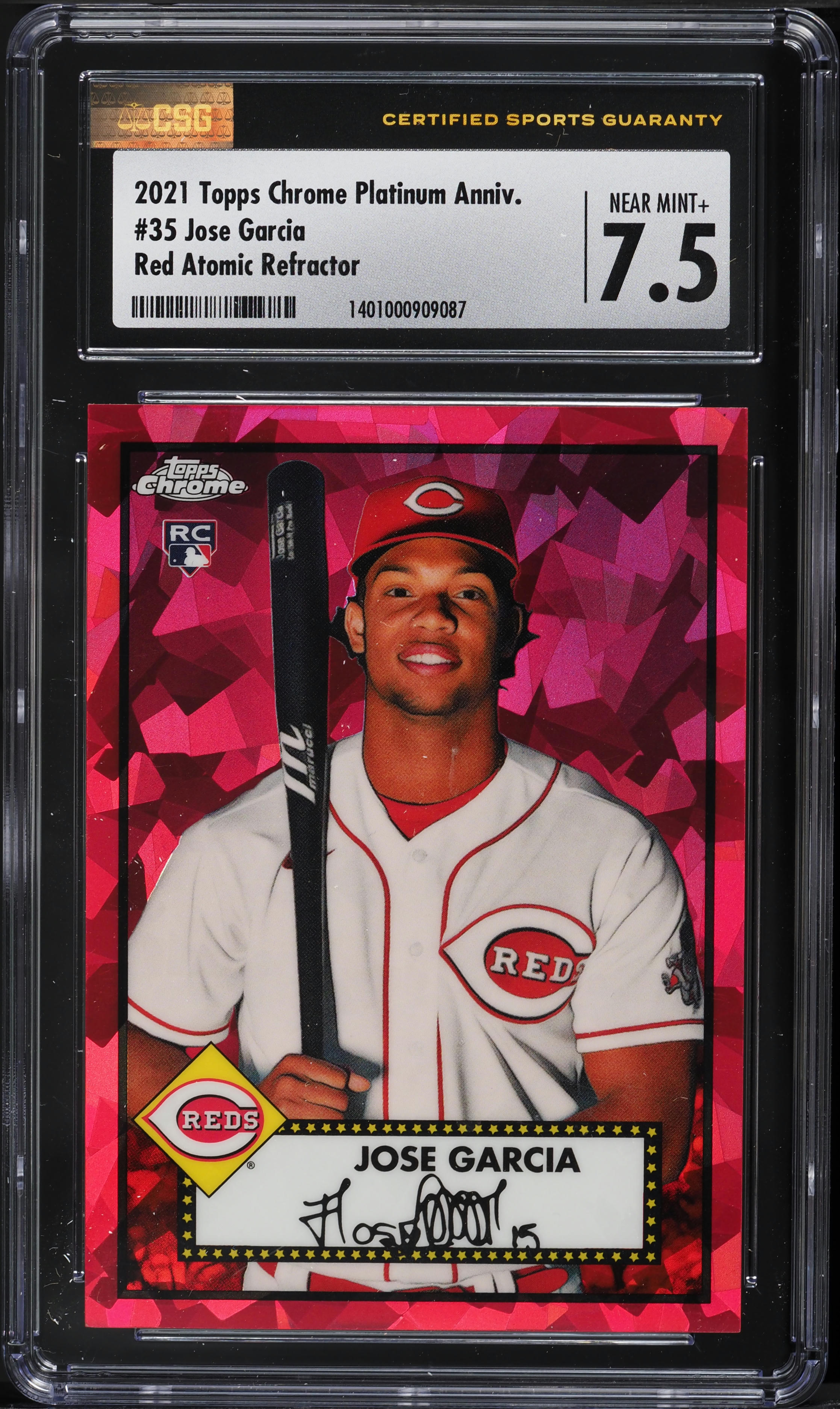 2021 Topps Chrome Platinum Red Atomic Refractor Jose Garcia ROOKIE #35 ...