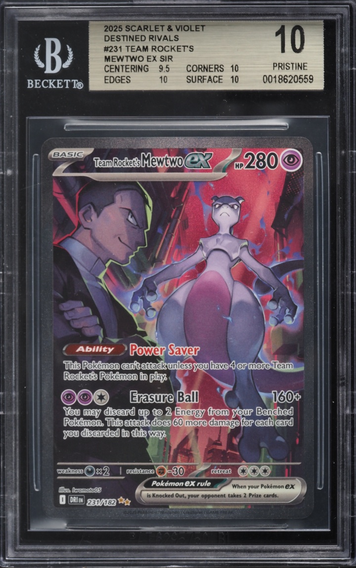 2025 Pokemon Scarlet & Violet Destined Rivals SIR Team Rocket's Mewtwo ex #231 BGS 10 PRISTINE
