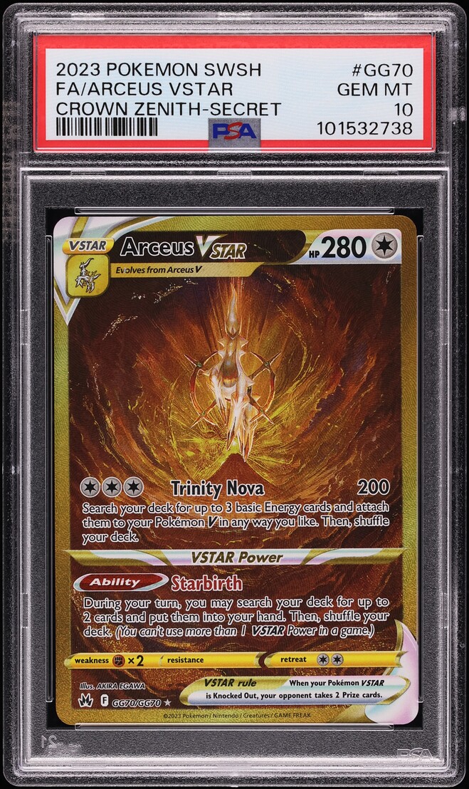 2023 Pokemon Sword & Shield Crown Zenith Gold Rare Arceus VSTAR #GG70 PSA 10 GEM MINT