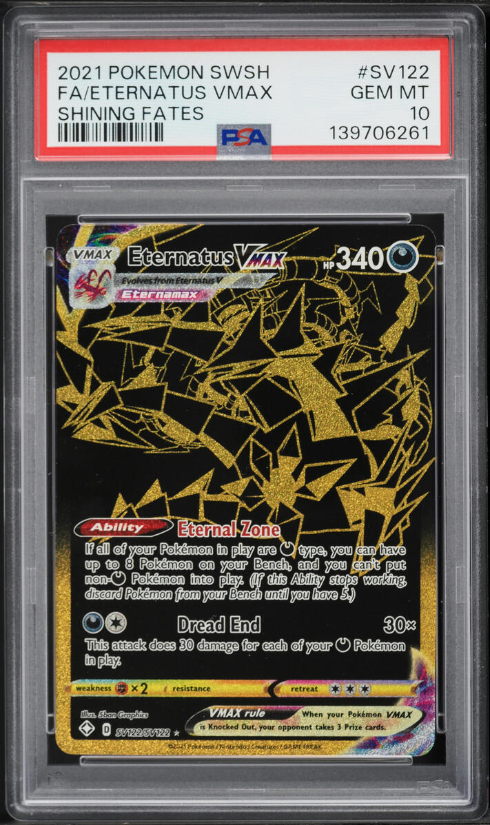 2021 Pokemon Sword & Shield Shining Fates Full Art Eternatus VMAX #SV122 PSA 10 GEM MINT
