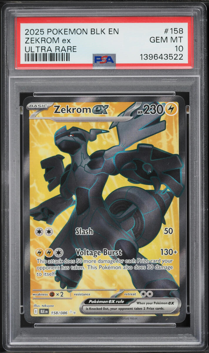 2025 Pokemon Scarlet & Violet Black Bolt Full Art Zekrom ex #158 PSA 10 GEM MINT
