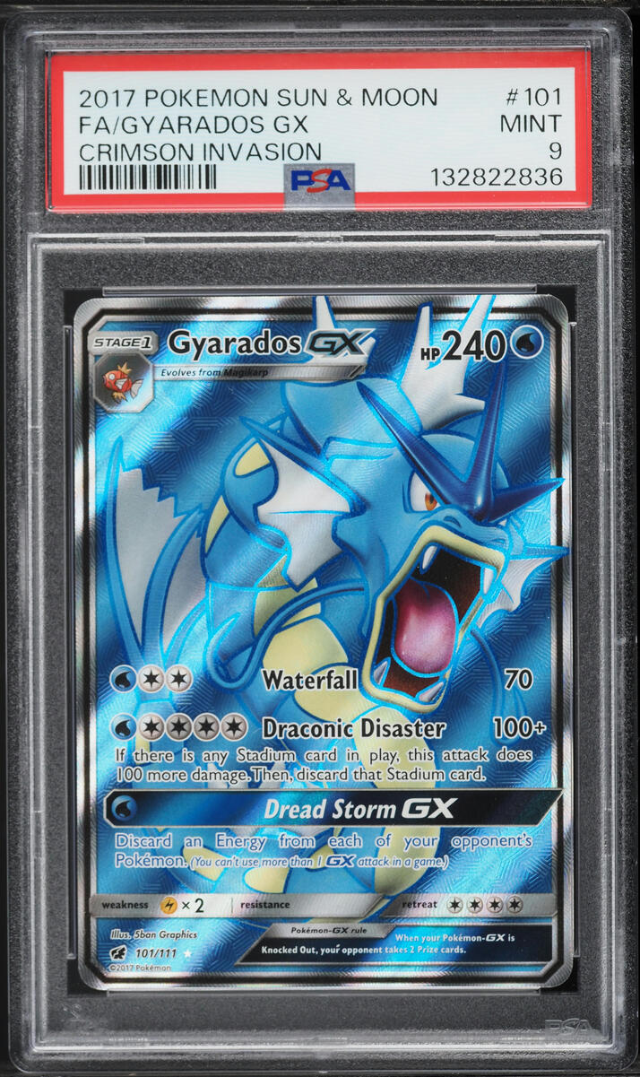 2017 Pokemon Sun & Moon Crimson Invasion Full Art Gyarados GX #101 PSA 9 MINT