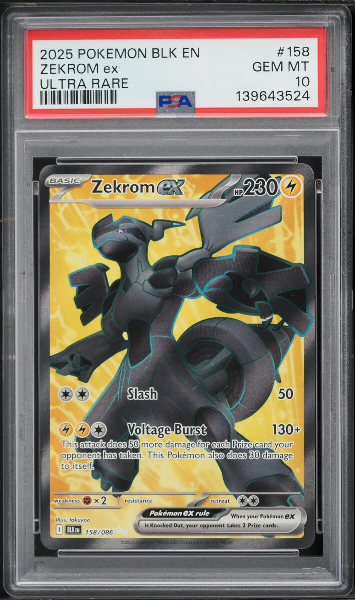 2025 Pokemon Scarlet & Violet Black Bolt Full Art Zekrom ex #158 PSA 10 GEM MINT