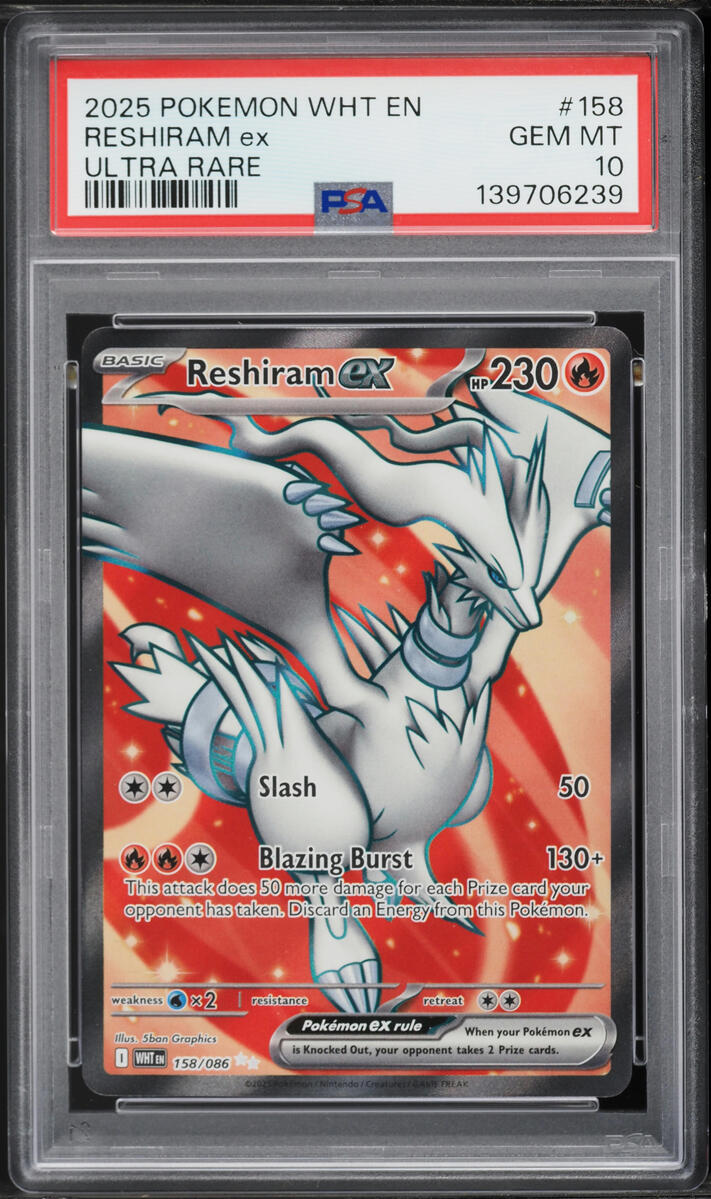 2025 Pokemon Scarlet & Violet White Flare Full Art Reshiram EX #158 PSA 10 GEM MINT