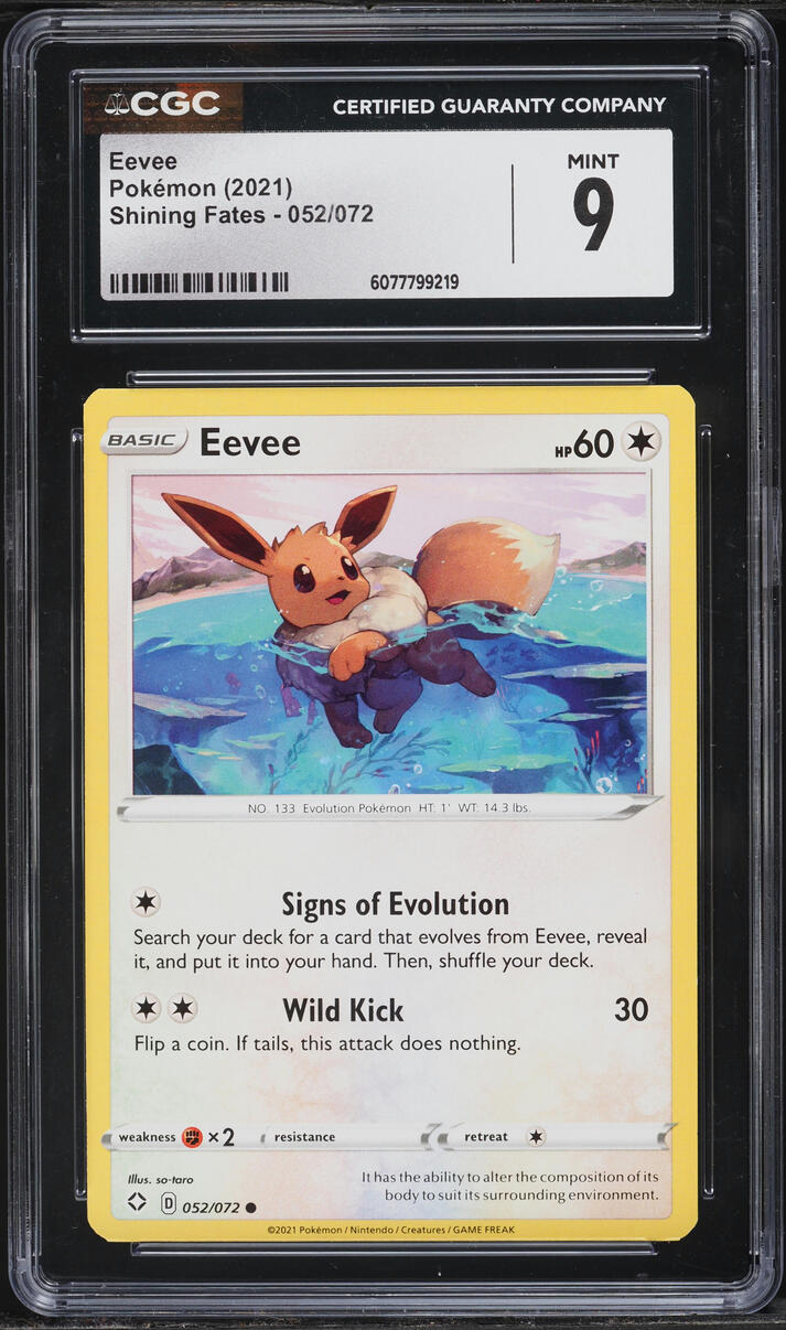 2021 Pokemon Sword & Shield Shining Fates Eevee #52 CGC 9 MINT