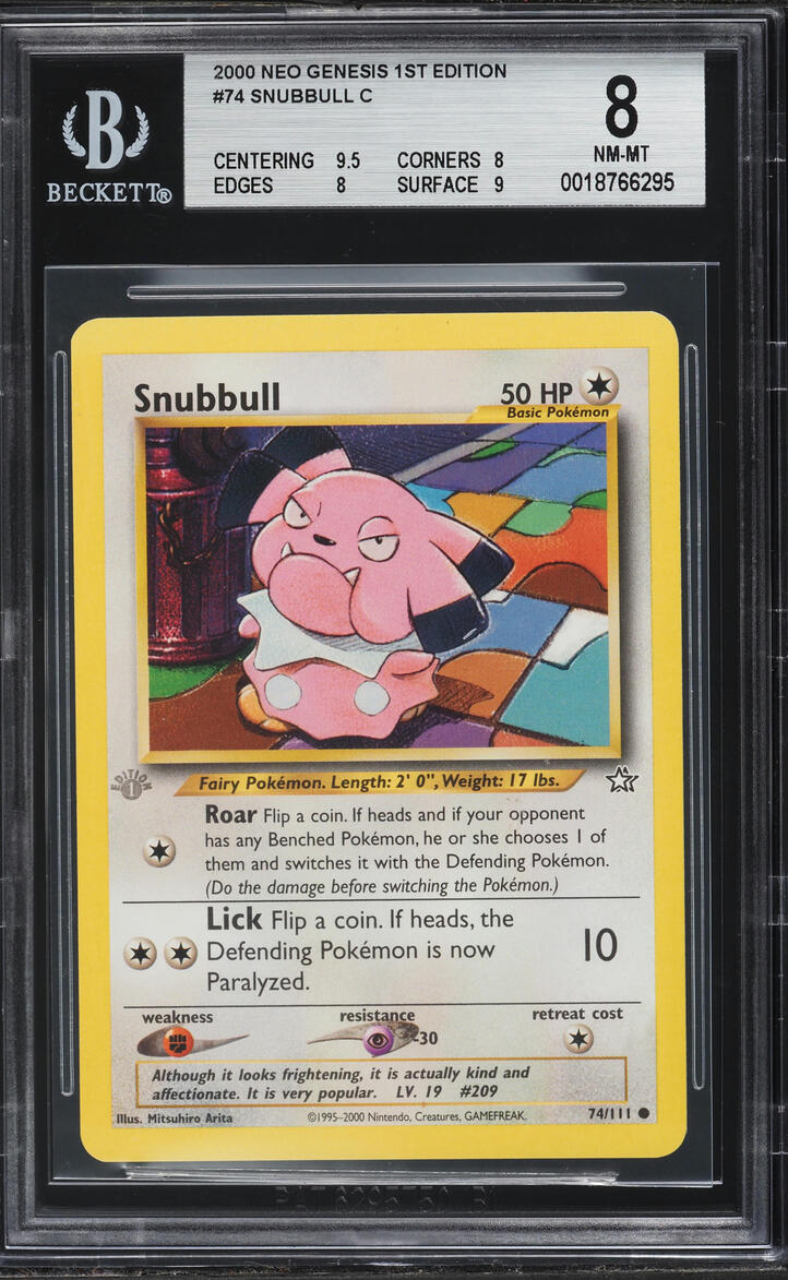 2000 Pokemon Neo Genesis 1st Edition Snubbull C #74 BGS 8 NM-MT