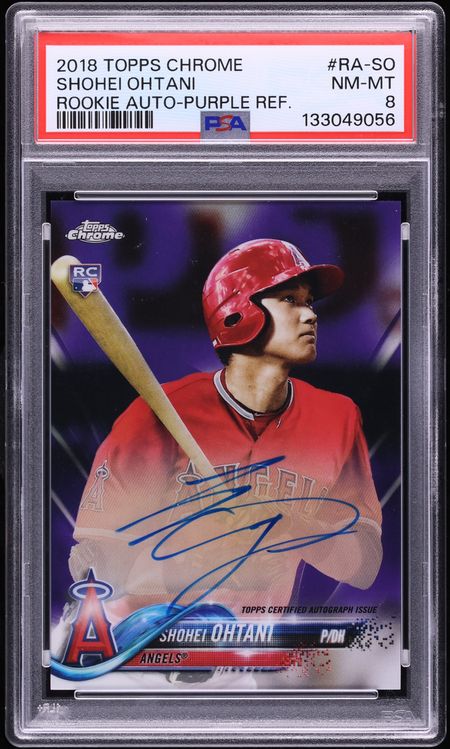 2018 Topps Chrome Purple Refractor Shohei Ohtani ROOKIE AUTO /250 #RA-SO PSA 8 NM-MT