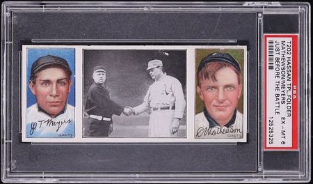1912 T202 Hassan Christy Mathewson & Chief Meyers BEFORE THE BATTLE PSA 6 EXMT