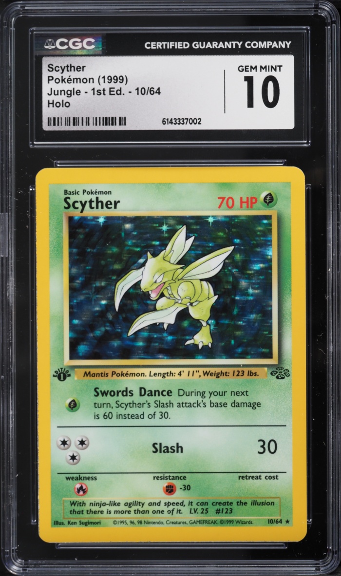 1999 Pokemon Jungle 1st Edition Holo Scyther #10 CGC 10 GEM MINT