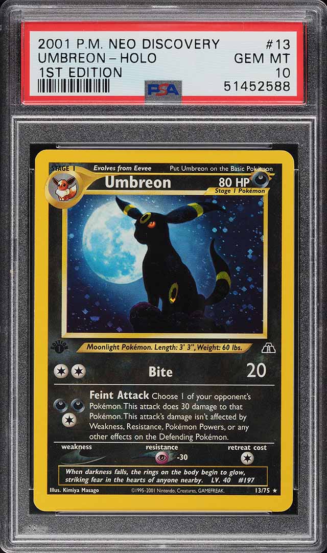 2001 Pokemon Neo Discovery 1st Edition Holo Umbreon #13 PSA 10 GEM MINT