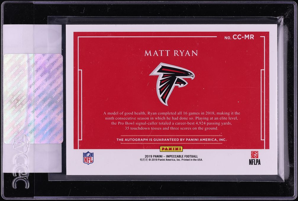2019 Panini Impeccable Canvas Creations Matt Ryan AUTO /10 #CC-MR CGC AUTH - Photo 2