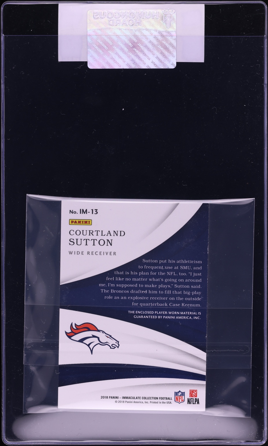 2018 Immaculate Collection Authentics Courtland Sutton ROOKIE PATCH 5/5 #IM-13 CGC AUTH - Photo 2