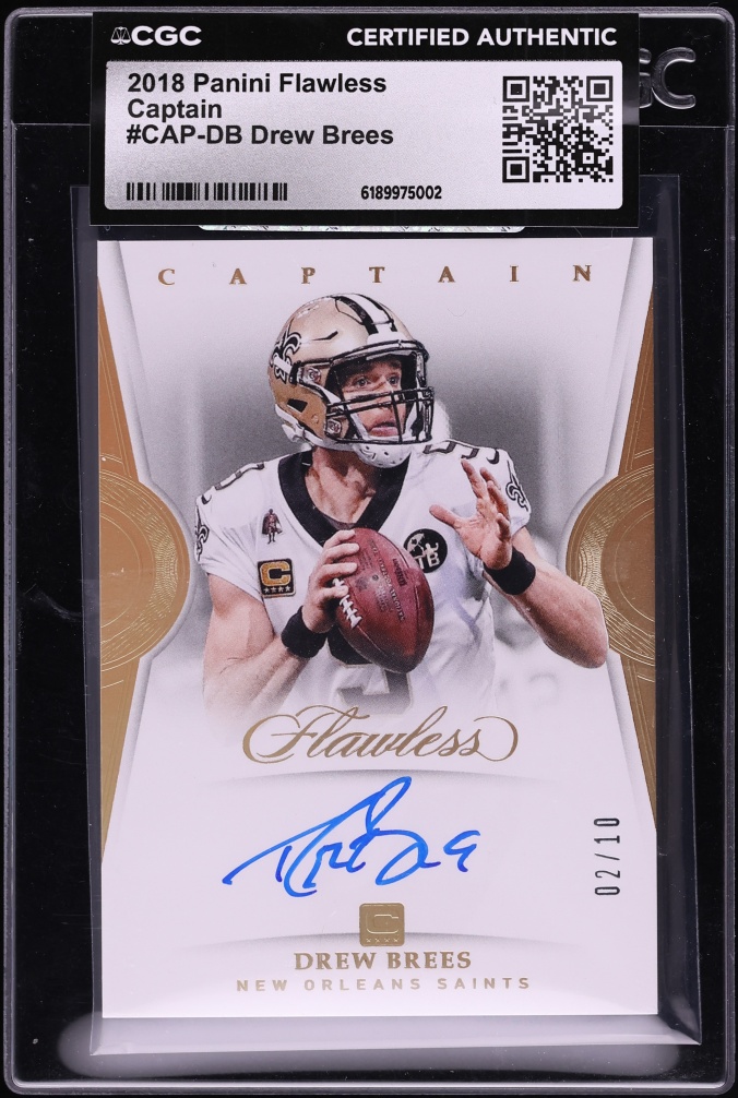 2018 Panini Flawless Captain Drew Brees AUTO /10 #CAP-DB CGC AUTH