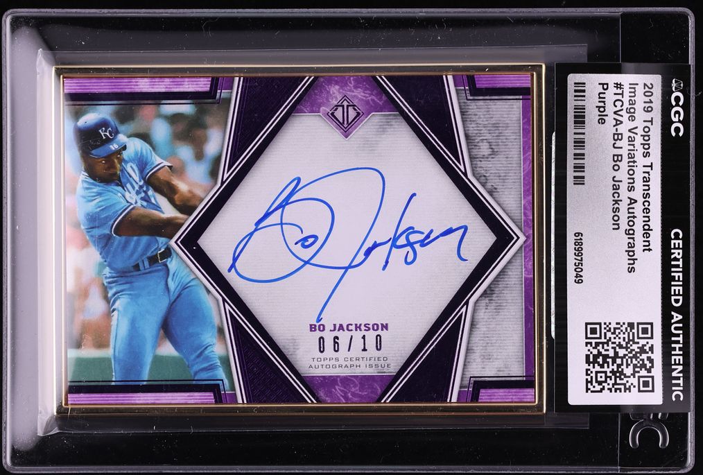 2019 Topps Transcendent Image Variations Purple Bo Jackson AUTO /10 #TCVA-BJ CGC AUTH
